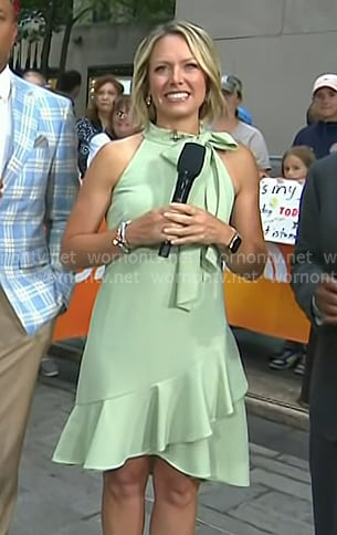 Dylan’s green tie neck ruffle mini dress on Today