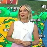 Dylan’s white sleeveless ruffle top and pink skirt on Today