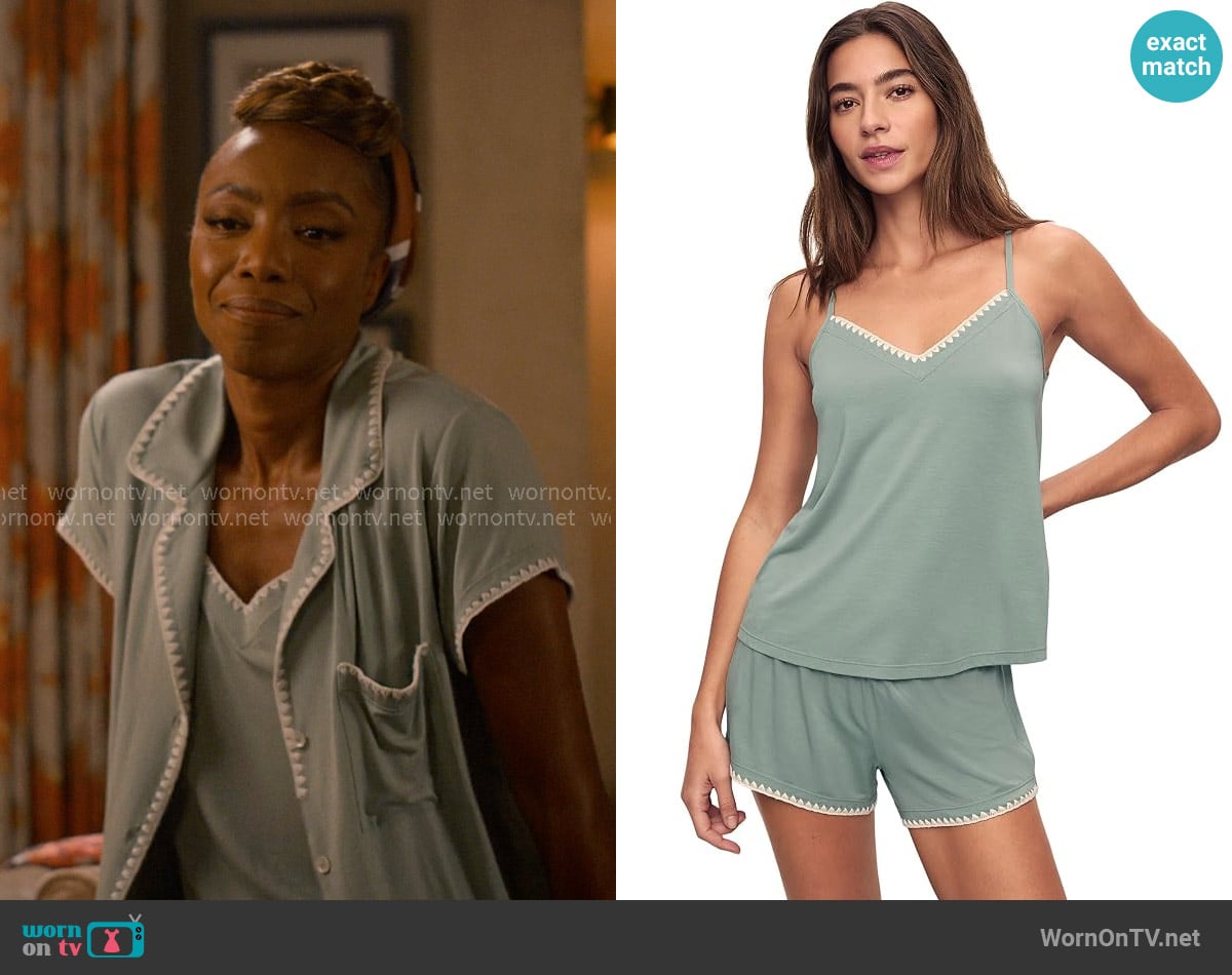 Eberjey Frida Tencel Modal Shortie Short PJ Set in Eucalyptus/Ivory worn by Helen Decatur (Heather Headley) on Sweet Magnolias