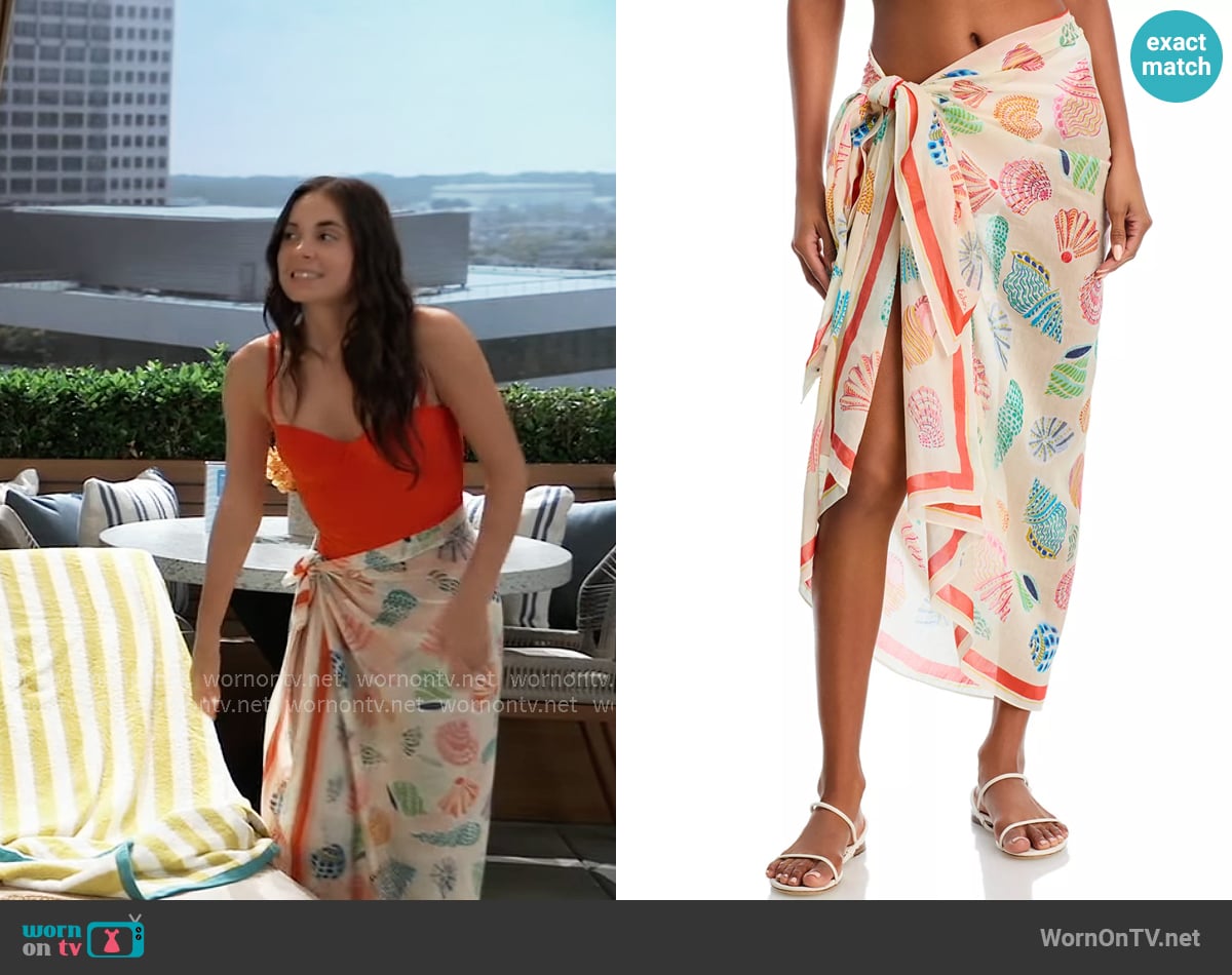 Echo Sea Shells Sarong Swim Cover-Up worn by Molly Lansing-Davis (Kristen Vaganos) on General Hospital