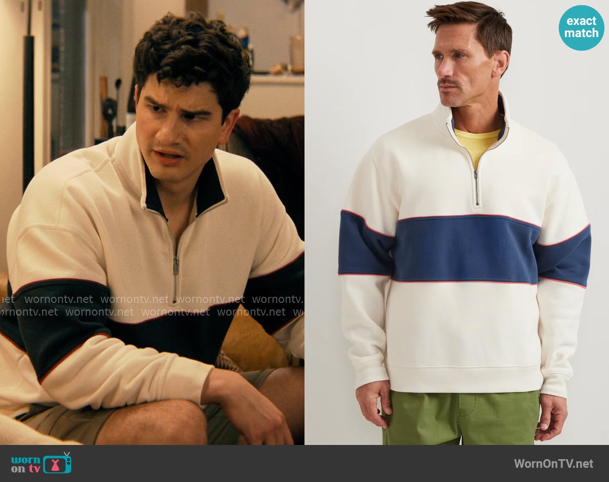 Eddie Bauer Vintage Soft 1/4-Zip in Stripe worn by Davis Beau Bradley Barrett III (Will Angus) on Not Suitable For Work