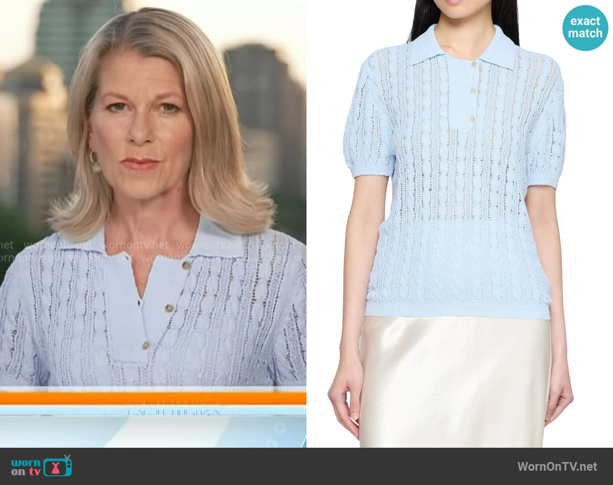 Edition Cable Knitted Polo Shirt worn by Janis Mackey Frayer on Today