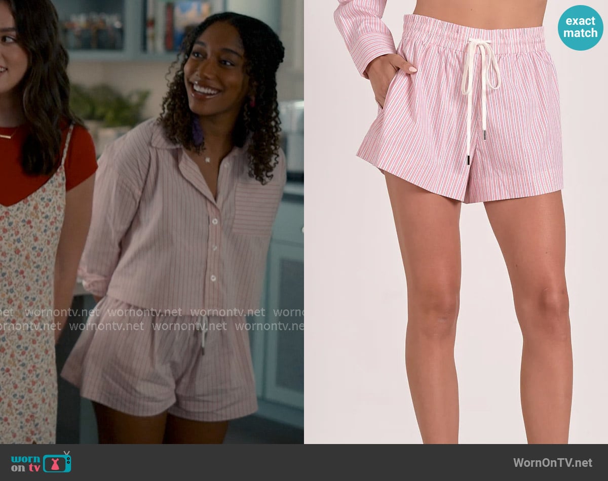 Elan Christina Elan Vega Elastic Short Melon Stripe worn by  Jessica Whitley (Iman Benson) on Sweet Magnolias