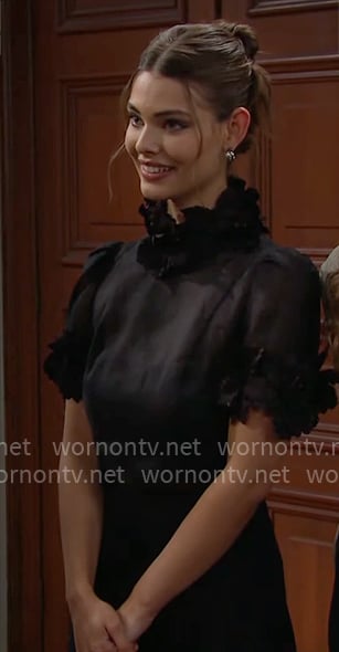 Electra’s black ruffle neck top on The Bold and the Beautiful