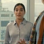 Elena’s blue striped shirt on Not Suitable For Work