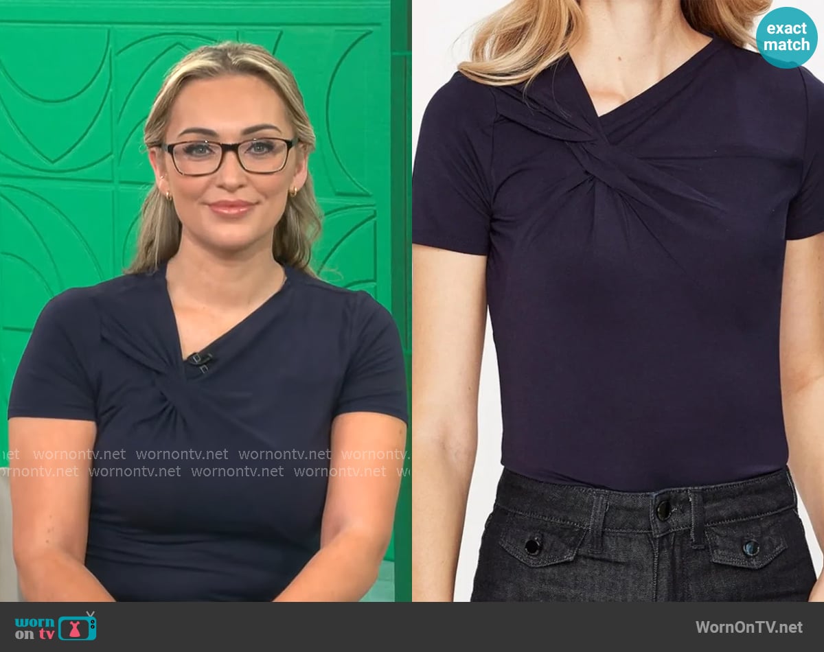 Elie Tahari Letti Twist Top worn by Kelly O'Grady on CBS Mornings