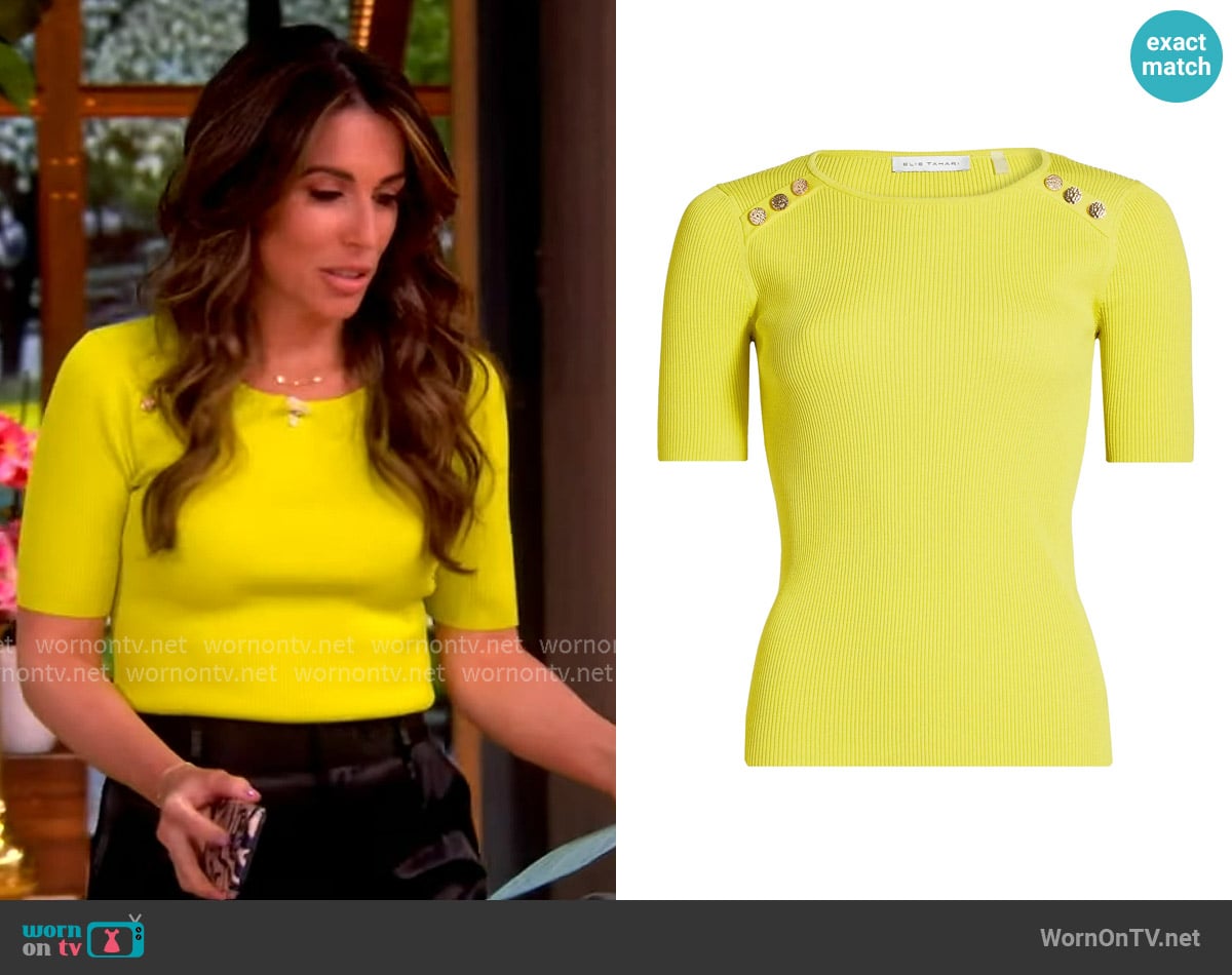 Elie Tahari The Gemma Button-Shoulder Sweater Top worn by Alyssa Farah Griffin on The View