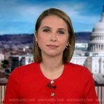 Elisabeth's red ribbed short sleeve cardigan on Good Morning America