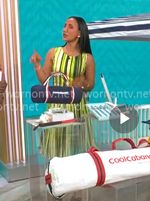 Elizabeth Werner’s green striped dress on CBS Mornings