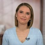 Elizabeth's blue v-neck sweater on Good Morning America