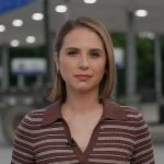 Elizabeth’s brown striped polo on Good Morning America