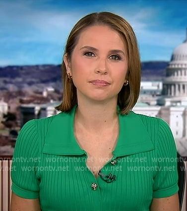 Elizabeth’s green ribbed button front dress on Good Morning America
