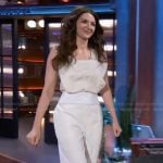 Ella Hunt's white lace trim top and pants on The Kelly Clarkson Show