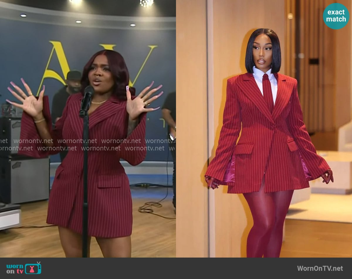 Inayah’s red pinstripe blazer dress on Today