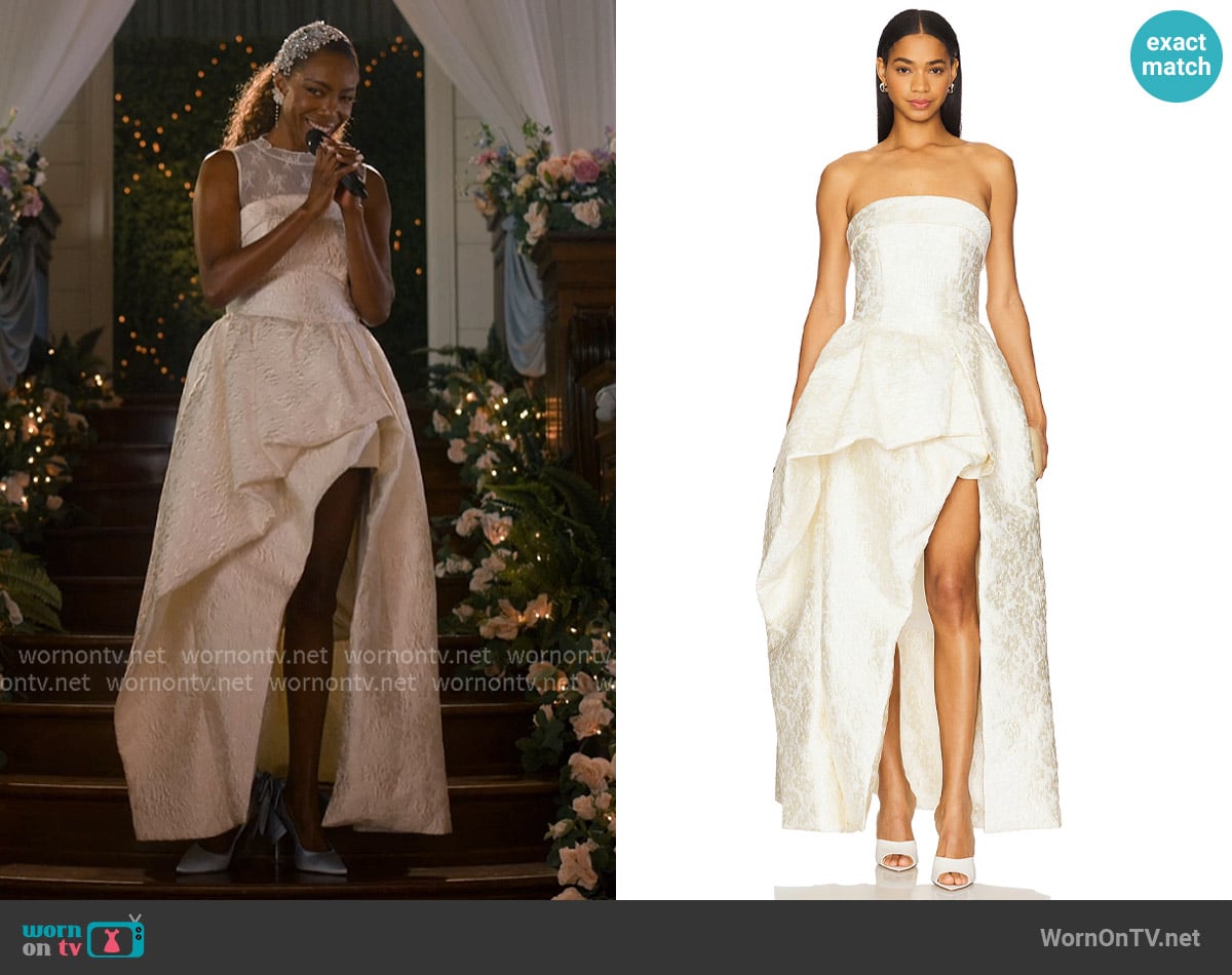 Elliatt Galadirel Gown worn by Helen Decatur (Heather Headley) on Sweet Magnolias