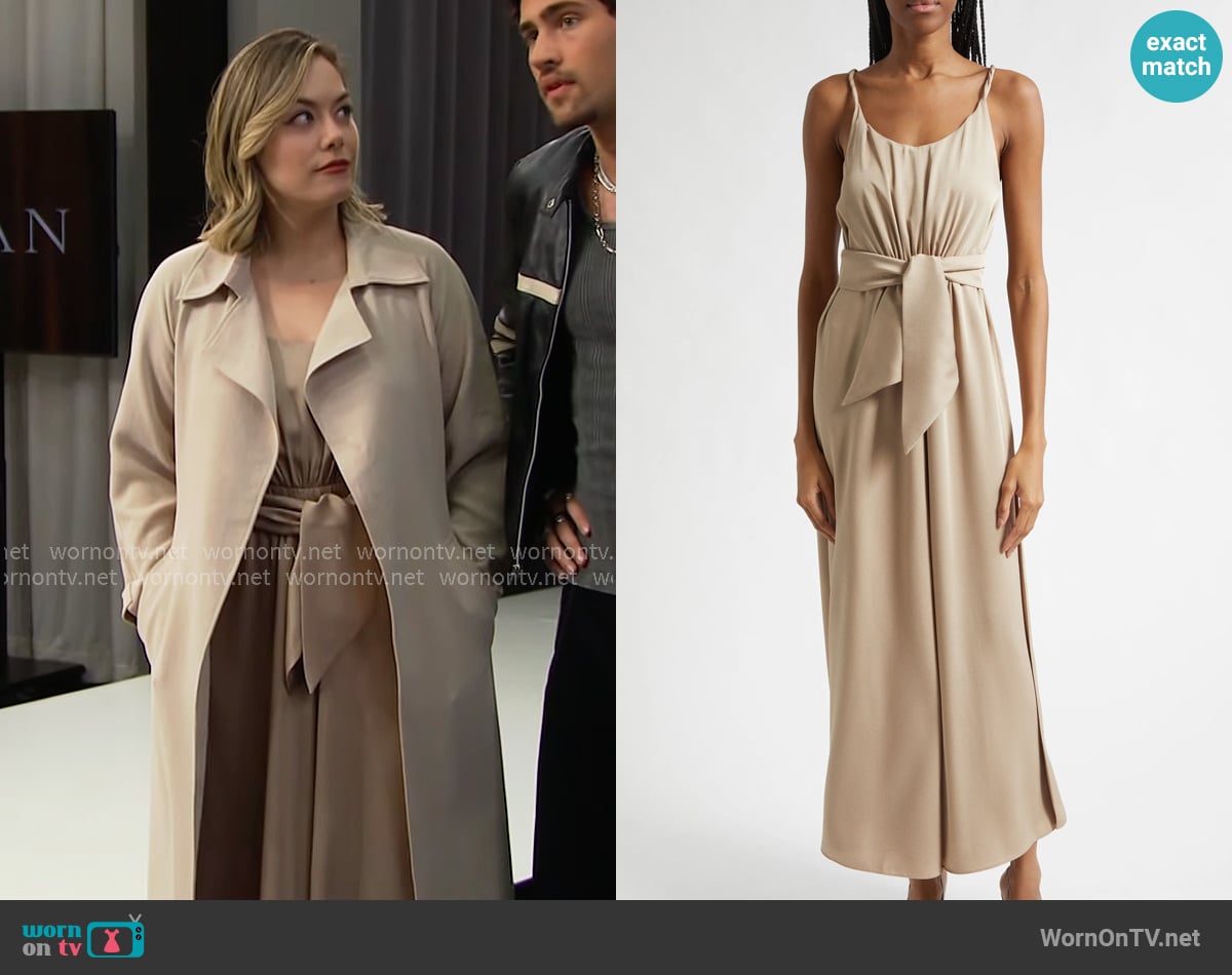 Emporio Armani Dune Crepe Midi Dress worn by Hope Logan (Annika Noelle) on The Bold and the Beautiful