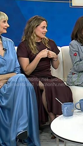 Erika Henningsen’s brown gathered dress on Today