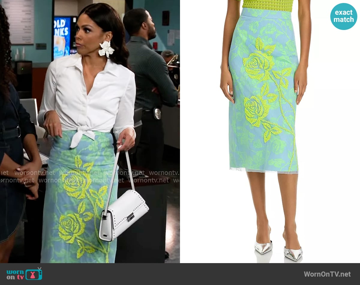 Essentiel Antwerp Mesh Overlay Skirt worn by Dani Dupree (Karla Mosley) on Beyond the Gates