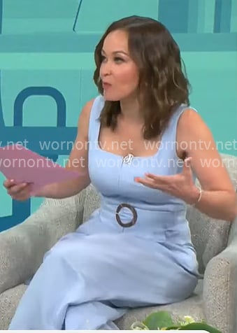 Eva Pilgrim’s light blue belted jumpsuit on CBS Mornings