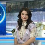 Eve Hewson’s purple sequin floral dress on Today