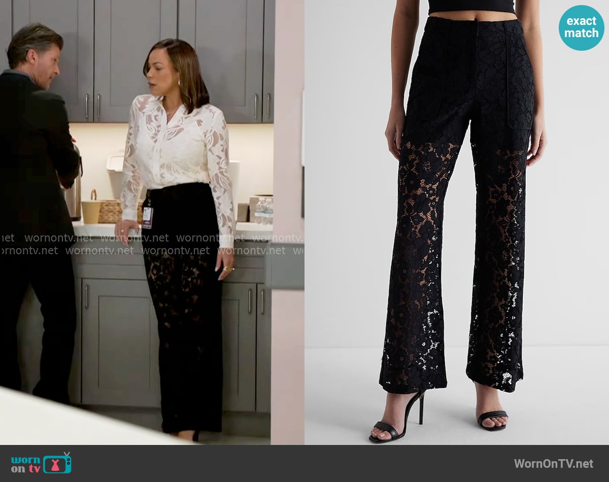 Express High Waisted Lace Trouser Pant worn by Nicole Dupree Richardson (Daphnee Duplaix) on Beyond the Gates