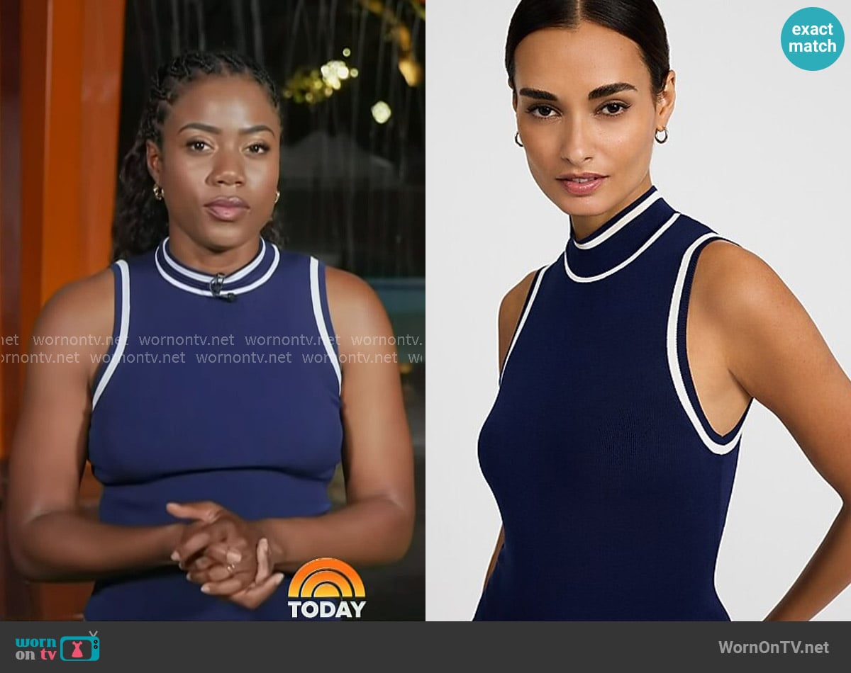 Express Silky Soft Fitted Ribbed Mock Neck Sweater Tank worn by Priscilla Thompson on Today