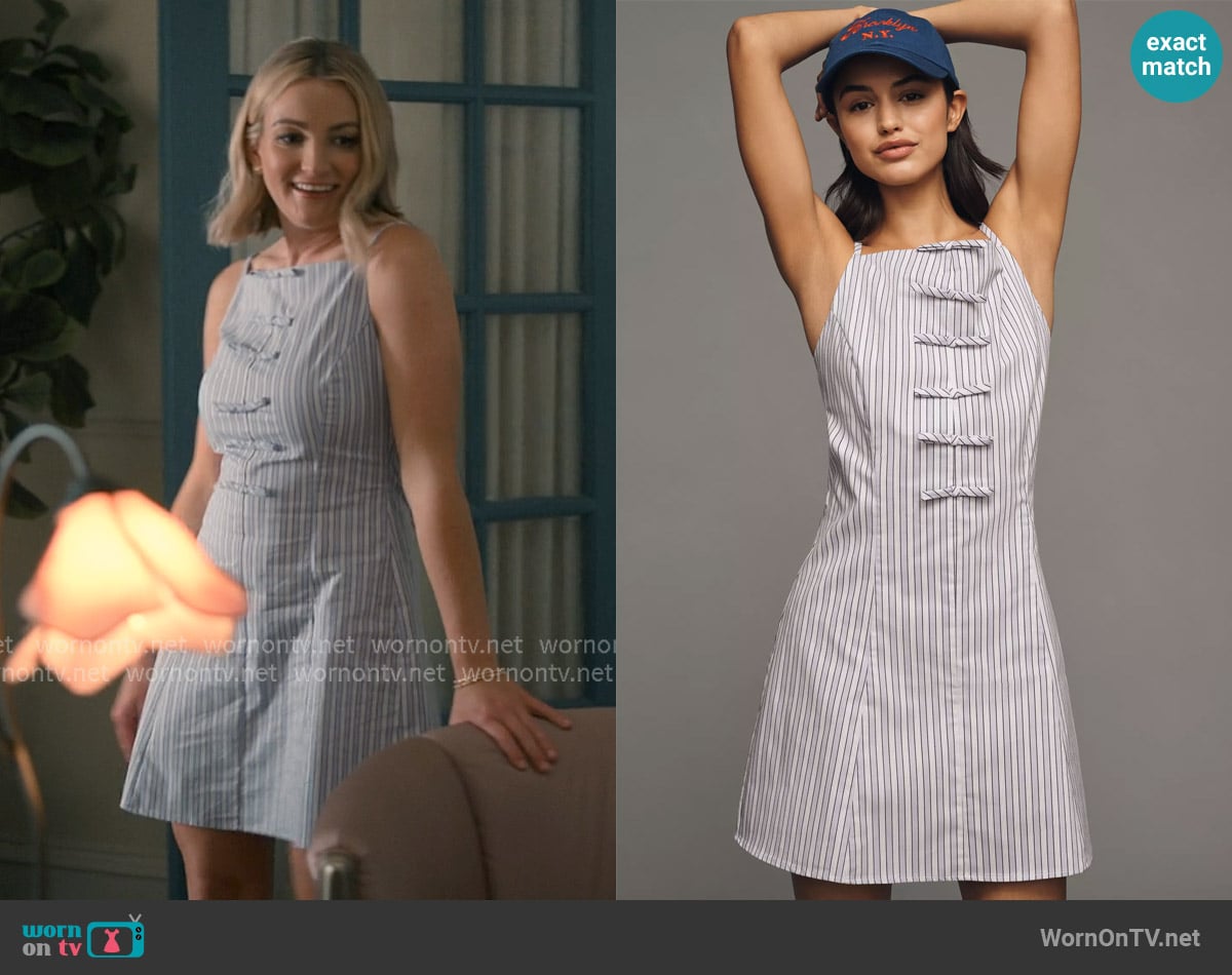 Exquise High-Neck Bow Mini Dress worn by Noreen Fitzgibbons (Jamie Lynn Spears) on Sweet Magnolias