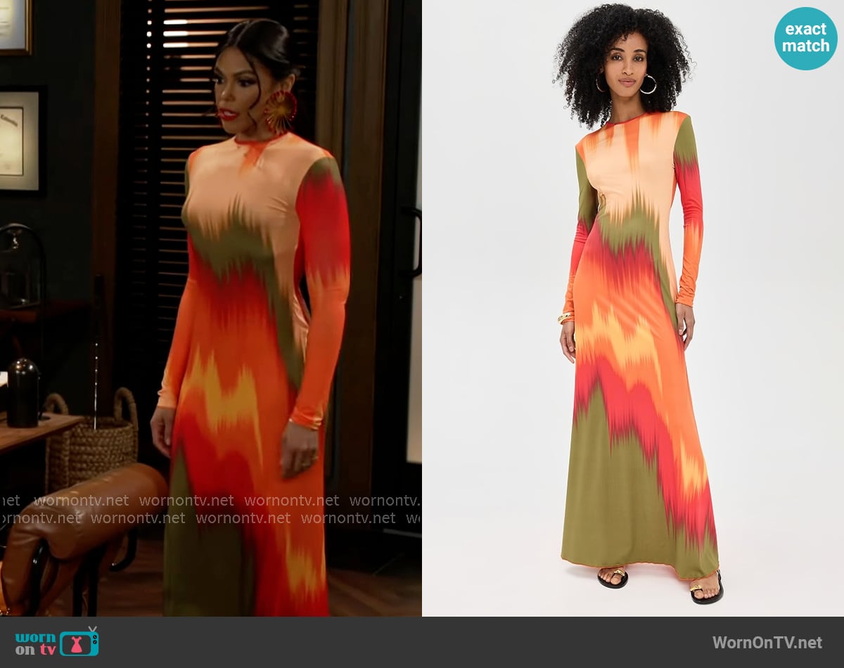 Eywasouls Malibu Sam Dress in Green Colourflow worn by Dani Dupree (Karla Mosley) on Beyond the Gates