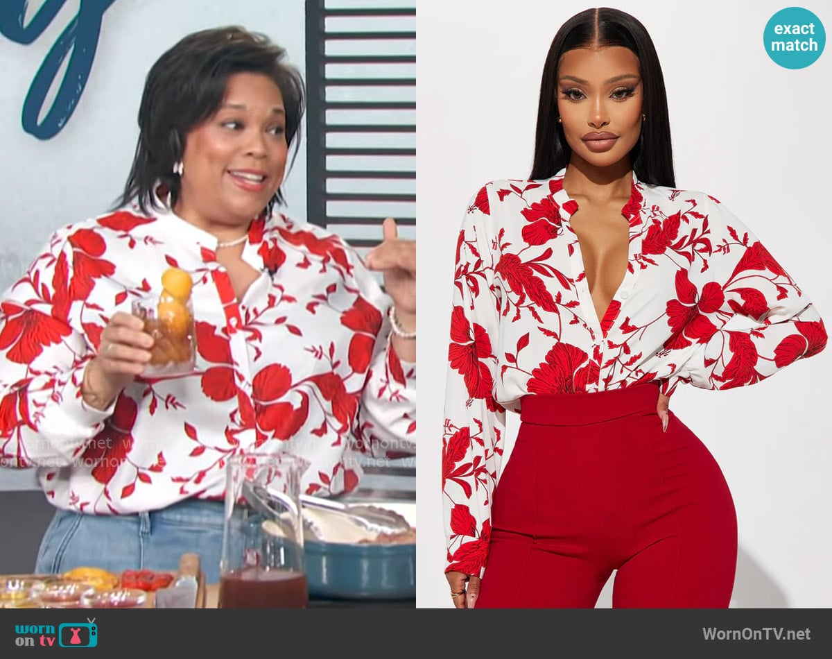 Fashion Nova Floral Emotions Top worn by Chef Lovely on Access Hollywood