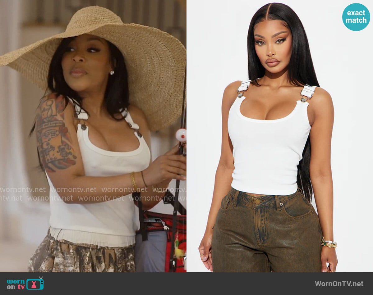 Fashion Nova Olivia Overall Tank Top worn by Kimberly Michelle Pate on The Real Housewives of Atlanta