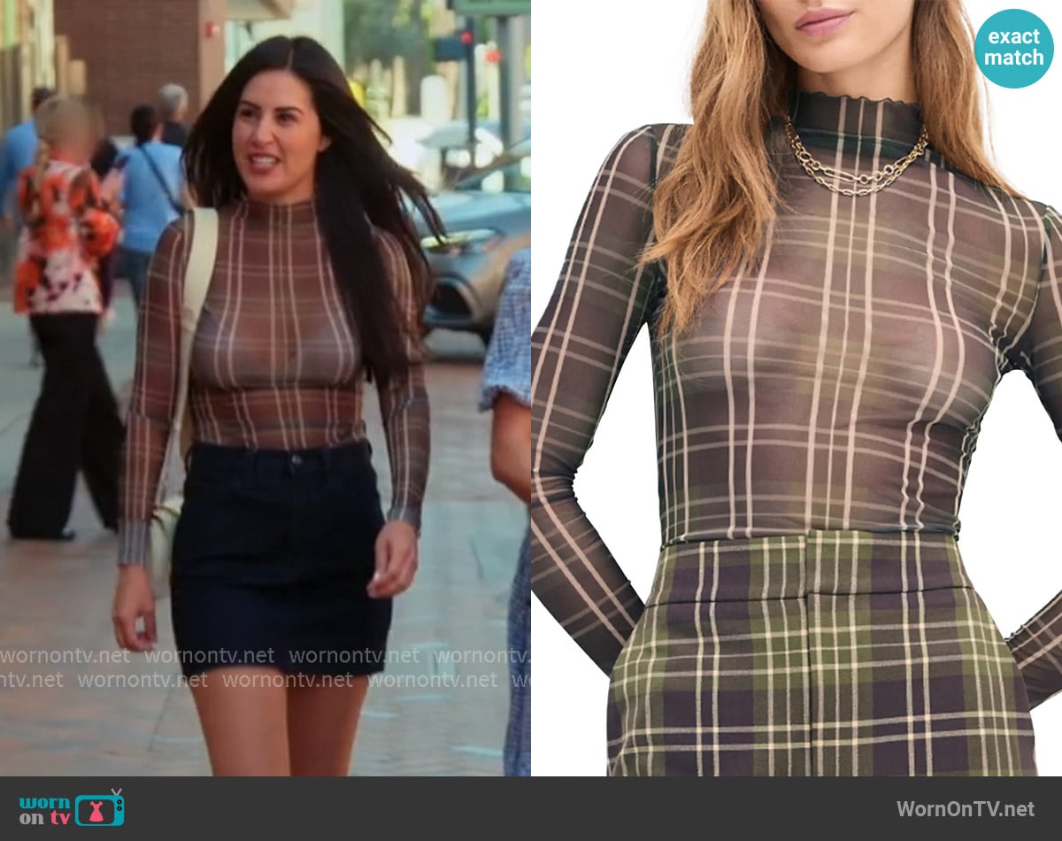Favorite Daughter The Sheer Fantasy Mock Neck Top worn by Michelle Saniei on The Valley