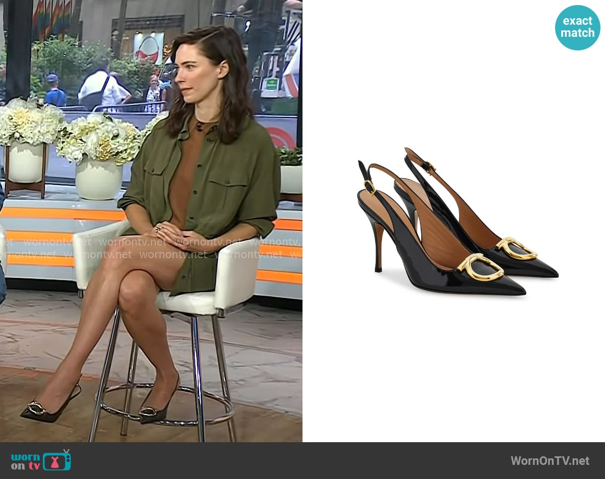 Rebecca Hall’s black slingback pumps on Today Rebecca Hall’s black slingback pumps on Today