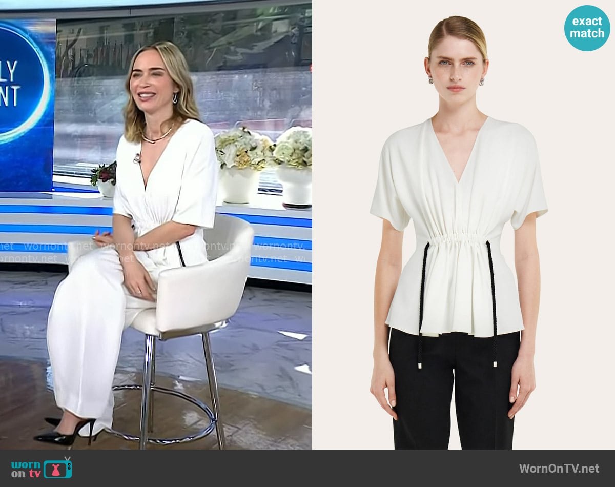 Ferragamo Viscose Top with Gathered Waist worn by Emily Blunt on Today