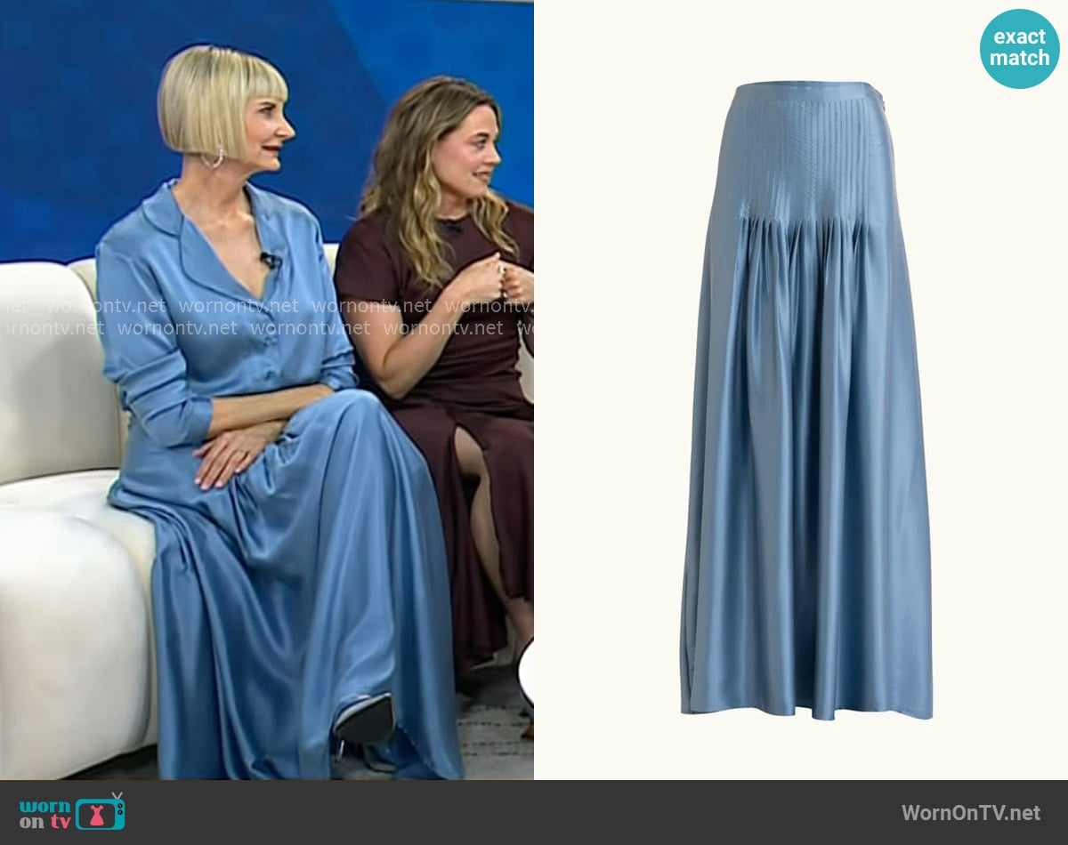 Flannel Essential Silk Maxi Skirt in Steel worn by Kerri Kenney-Silver on Today