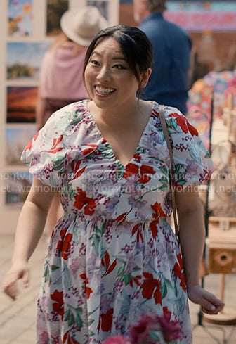 floral gathered v-neck dress on Sweet Magnolias