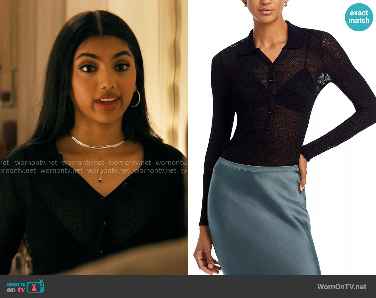 Frame Mesh Knit Polo worn by Abhinaya Chilukuri (Avantika) on Not Suitable For Work