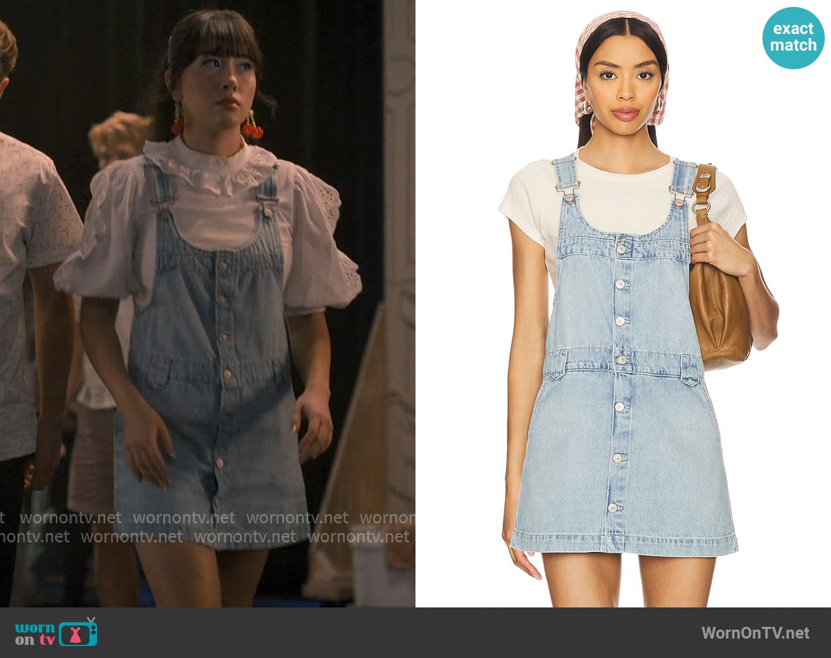 Free People Edie Denim Skirtall worn by Lily Song (Artemis) on Sweet Magnolias
