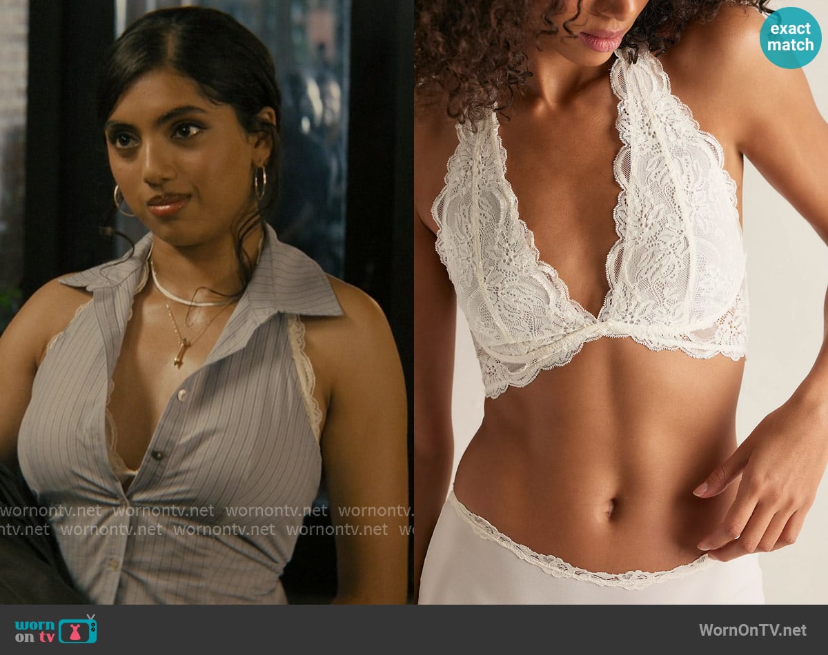 Free People Last Dance Lace Halter Bralette worn by Abhinaya Chilukuri (Avantika) on Not Suitable For Work