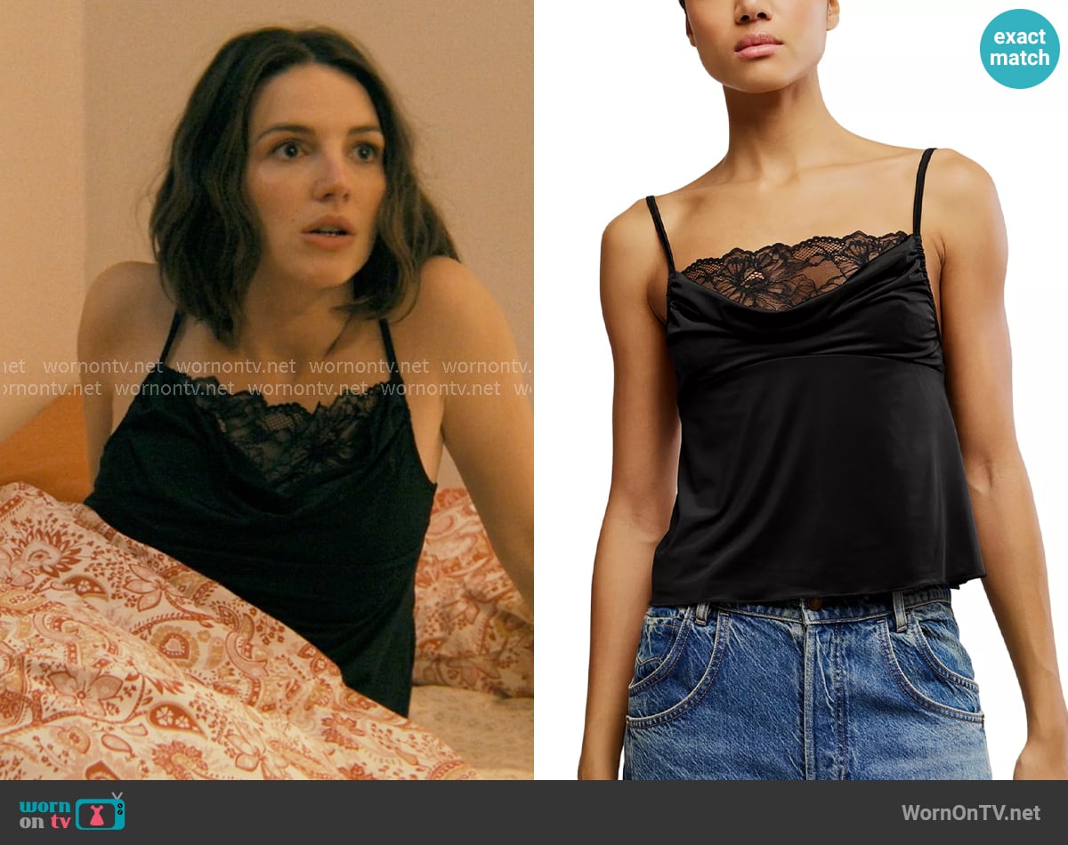 Free People Sophie Cami in Black worn by AJ Pascarelli (Ella Hunt) on Not Suitable For Work