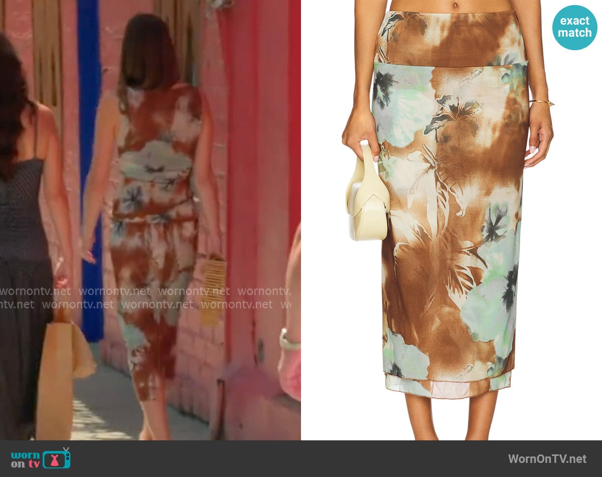 Free People Sunset Mesh Maxi Skirt worn by Janet Caperna on The Valley