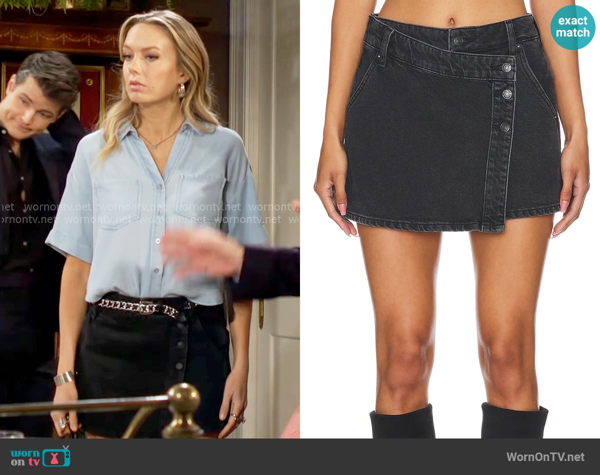 Free People Wynne Denim Skirt worn by Abby Newman (Melissa Ordway) on The Young and the Restless