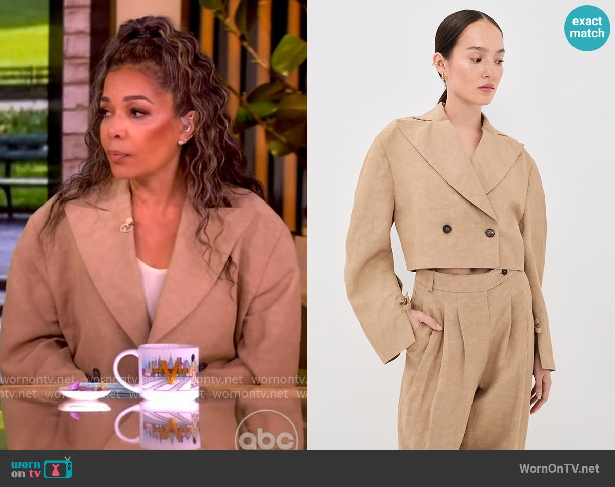 Sunny’s beige suede blazer on The View