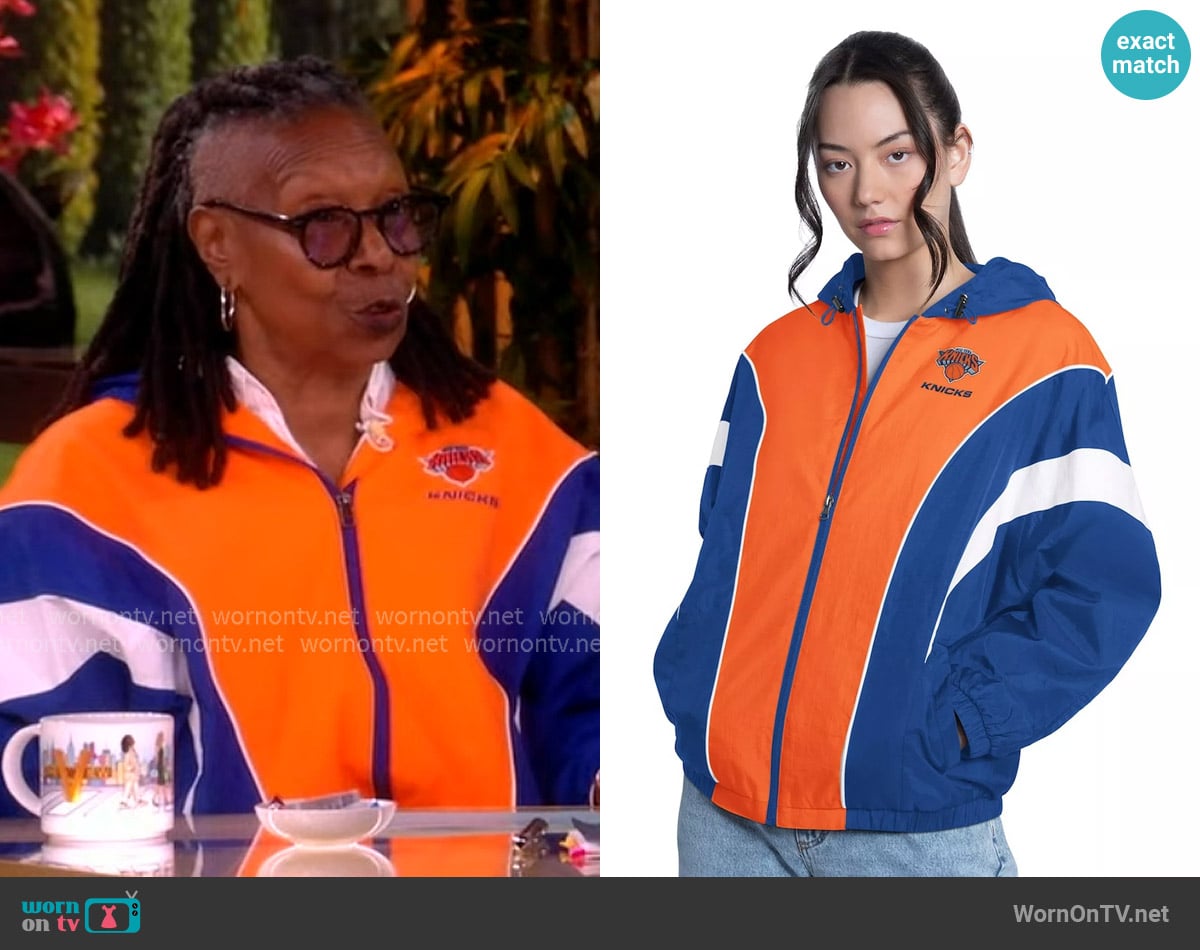 G-III 4Her by Carl Banks New York Knicks Quarterback Lightweight Oversized Full-Zip Jacket worn by Whoopi Goldberg on The View