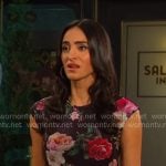 Gabi's black floral print maxi dress on Days of our Lives