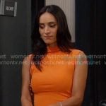 Gabi’s orange mock neck sleeveless dress on Days of our Lives
