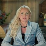 Galyna’s grey velvet confessional blazer and pants on The McBee Dynasty Real American Cowboys