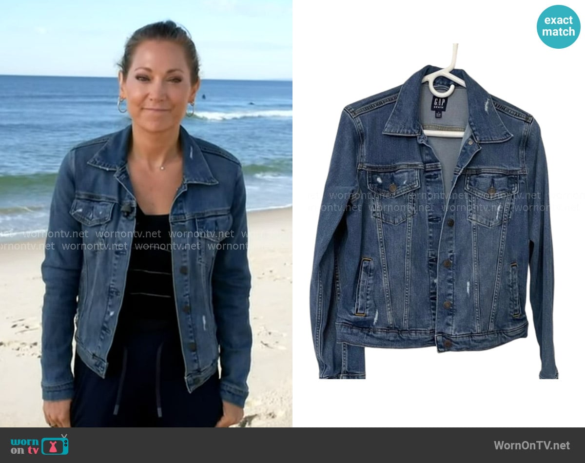 Gap Distressed Denim Jacket worn by Ginger Zee on Good Morning America
