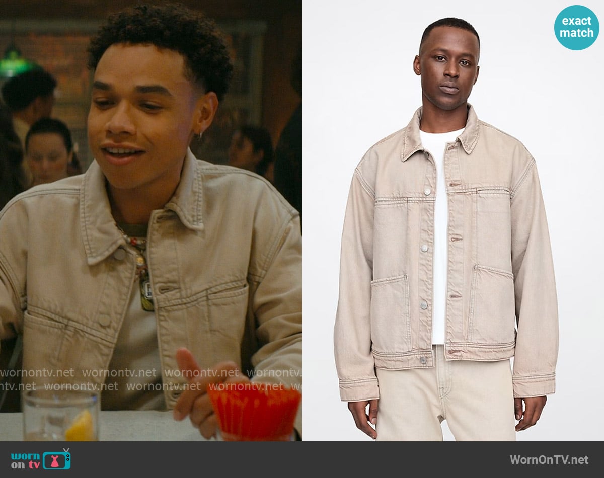 Gap UltraSoft Boxy Icon Denim Jacket worn by Dexter (Miles Gutierrez-Riley) on Off Campus