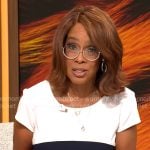 Gayle King’s black and white colorblock dress on CBS This Morning