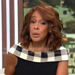 Gayle King’s black checked off-shoulder dress on CBS Mornings